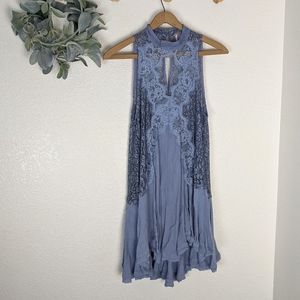 Free People Lavender Lace Trapeze Swing Mini Dress